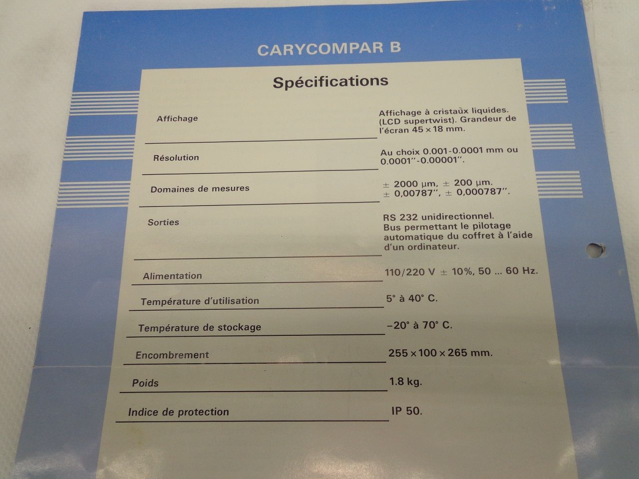 Spares & Accessories/COMPARATOR CARY TYPE CARYCOMPAR B