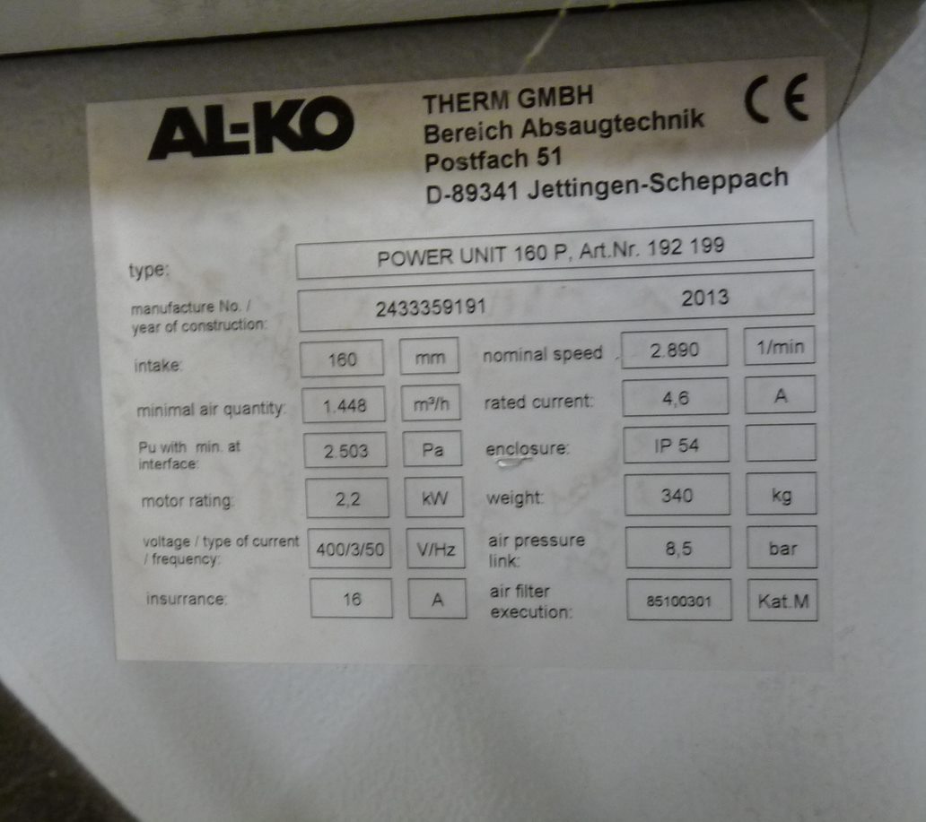 Woodworking Machinery/AL-KO OPTIJET Extraction Power Unit 160P