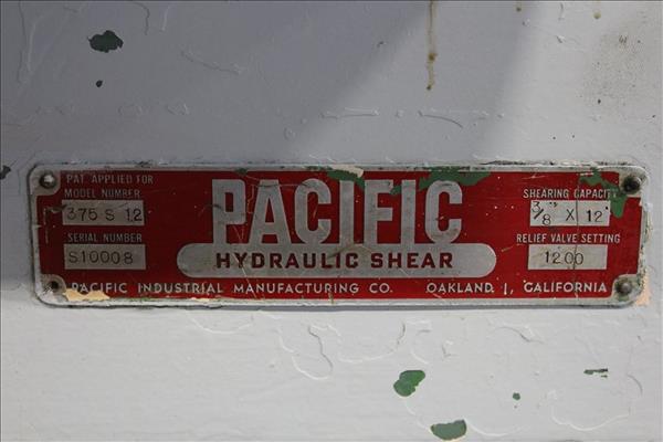 Guillotines/PACIFIC 375S12 3/8" X 12 HYDRAULIC POWER SQUARING SHEAR