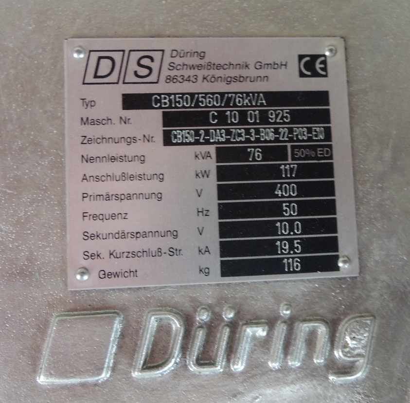 Welding (General)/DÜRING CB 150/560/76 kVA