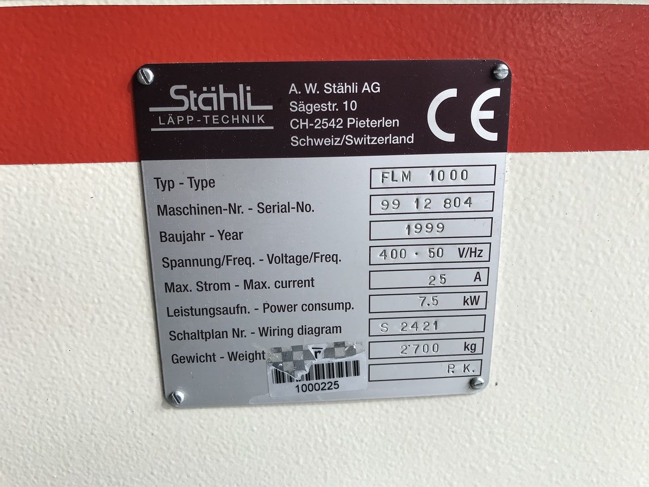 Lapping/SURFACE LAPPING MACHINE STAEHLI TYPE FLM-1000