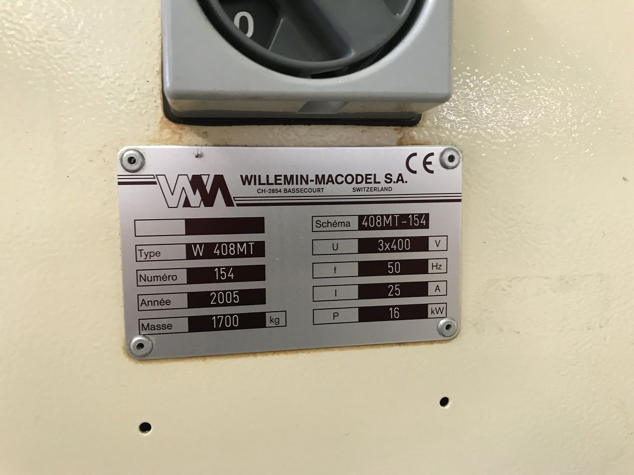 Machining Centres (General)/MACHINING CENTRE WILLEMIN-MACODEL W-408 MT