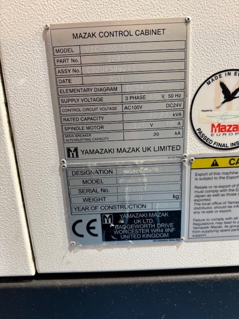 Vertical Machining Centres/Used Mazak VTC800/30SR 5 Axis Vertical Travelling Column (4796)