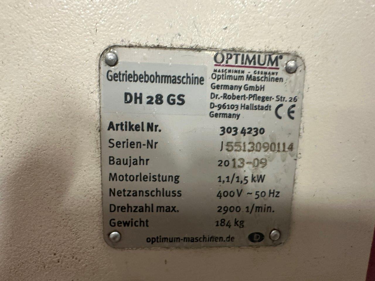 Pillar/Pedestal Drills/Used Optimum DH28GS Pillar Drill (4898)