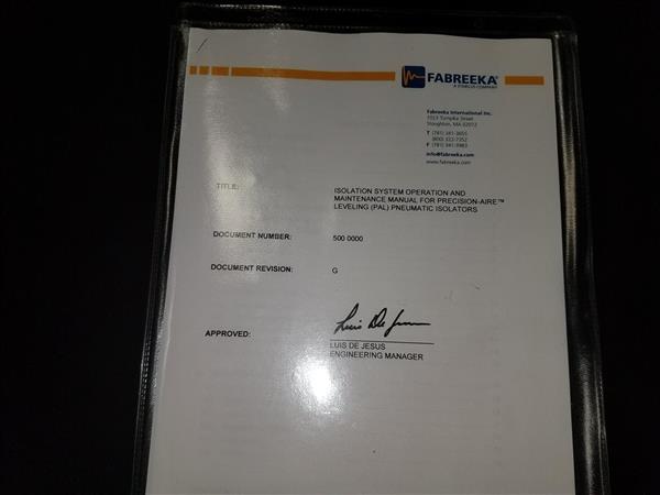 Miscellaneous/FABREEKA PNEUMATIC ISOLATION SYSTEM W/ PAL 21 ISOLATORS - *NEW*