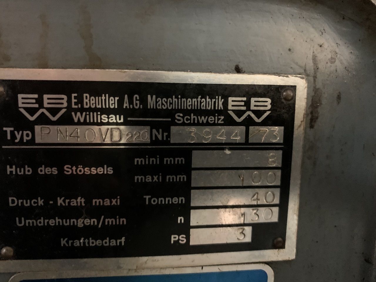 Presses (General)/PRESS BEUTLER TYPE PN 40 VD