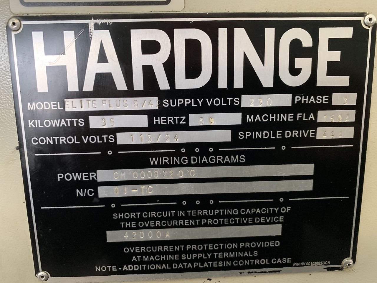 CNC Lathes/CNC LATHE HARDINGE TYPE ELITE PLUS 6/42