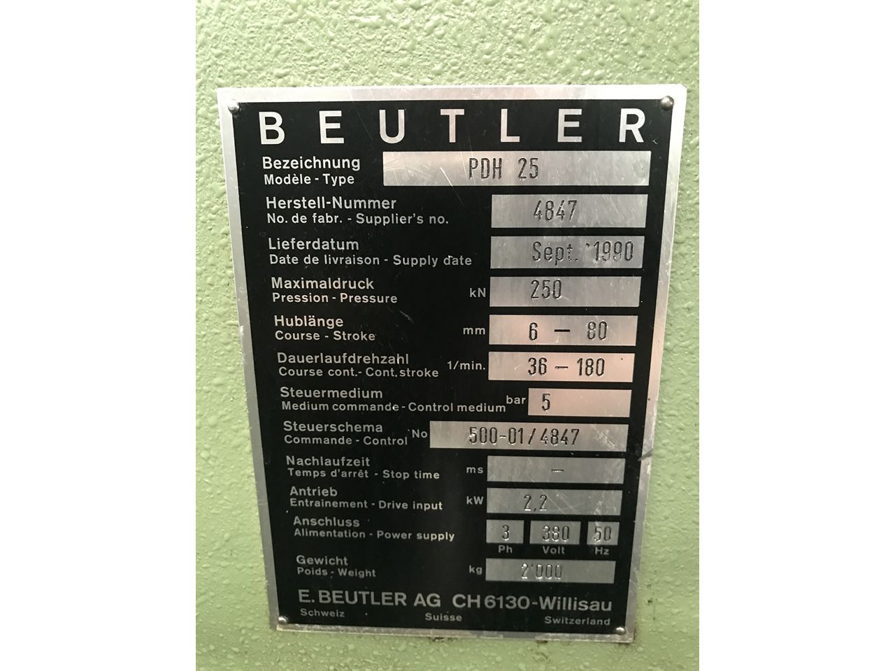 Presses (General)/PRESS BEUTLER TYPE PDH-25