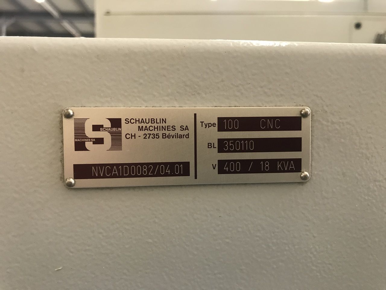 Vertical Machining Centres/VERTICAL MACHINING CENTER SCHAUBLIN TYPE 100-CNC