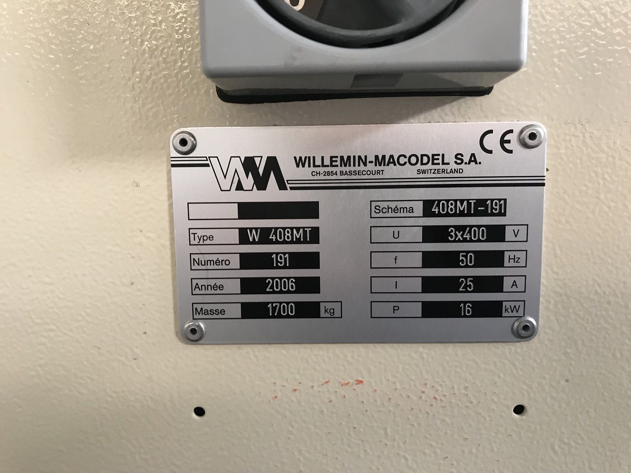 Machining Centres (General)/MACHINING CENTRE WILLEMIN-MACODEL W-408 MT