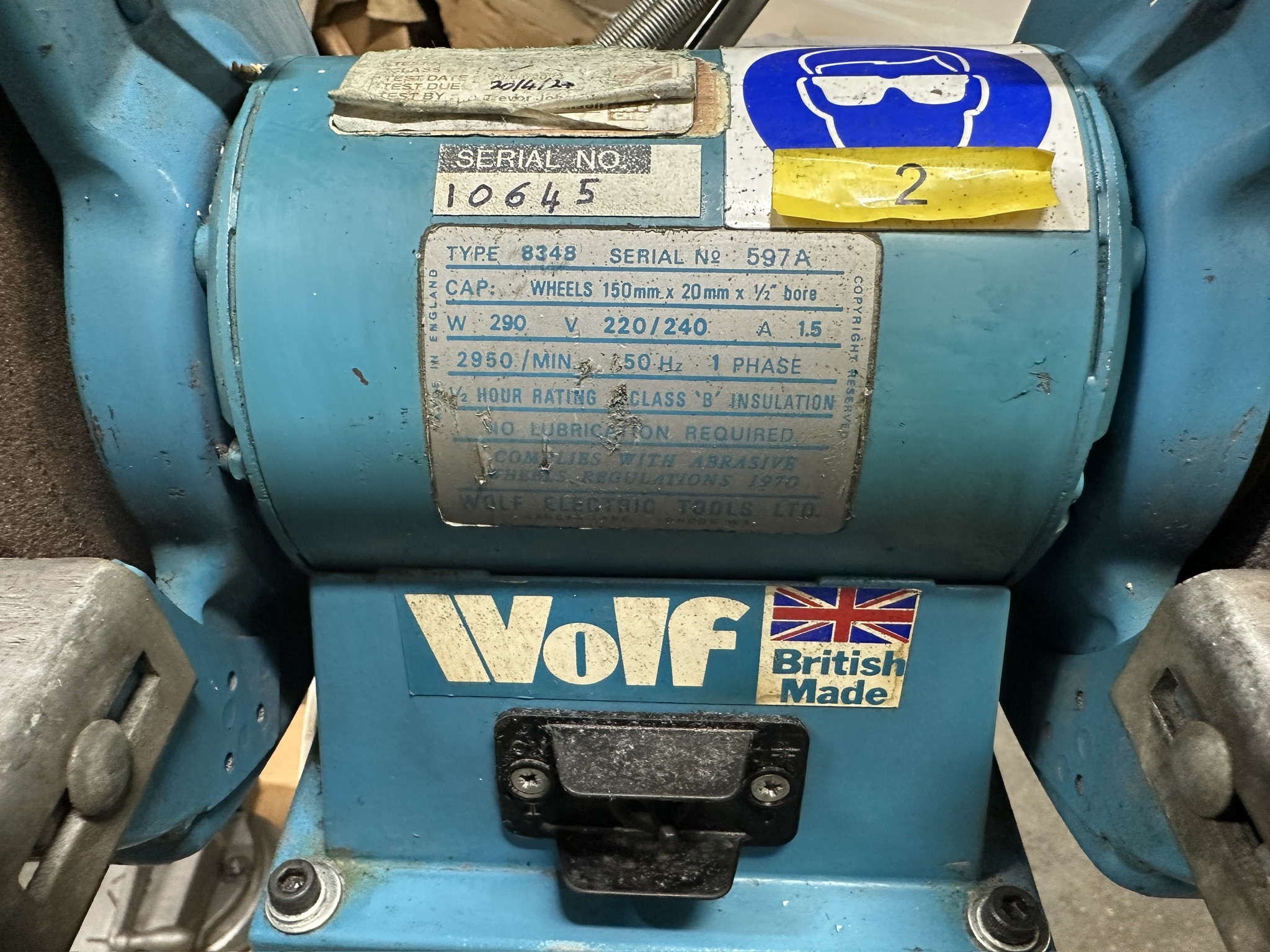 Double-Sided Grinder/Used Wolf Double Ended Pedestal Grinder (4760)